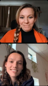 Still from Instagram Live showing Victoria and Emily